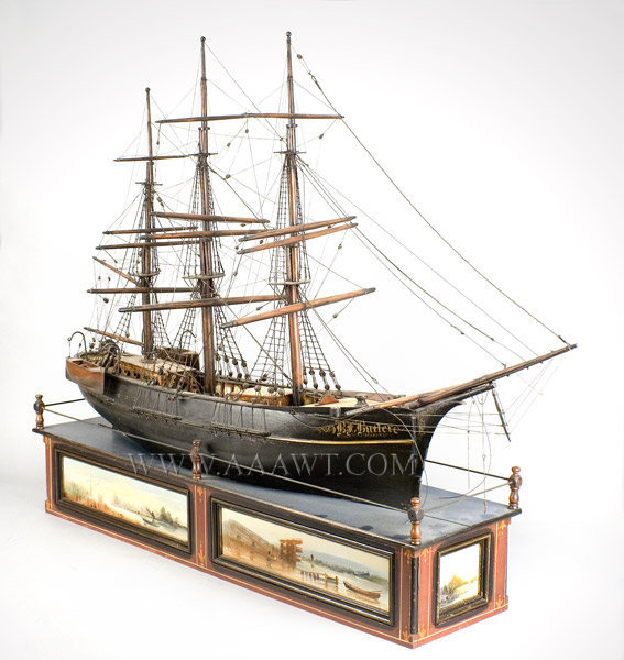 Antique Ship Model, B.F. Butler, Lowell, Massachusetts, angle view